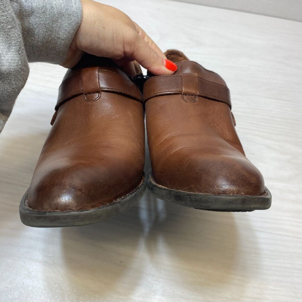 Born Timmons‎ Ankle Boots Women’s Size 8.5M Brown Leather Block Heel Comfort - Picture 5 of 10